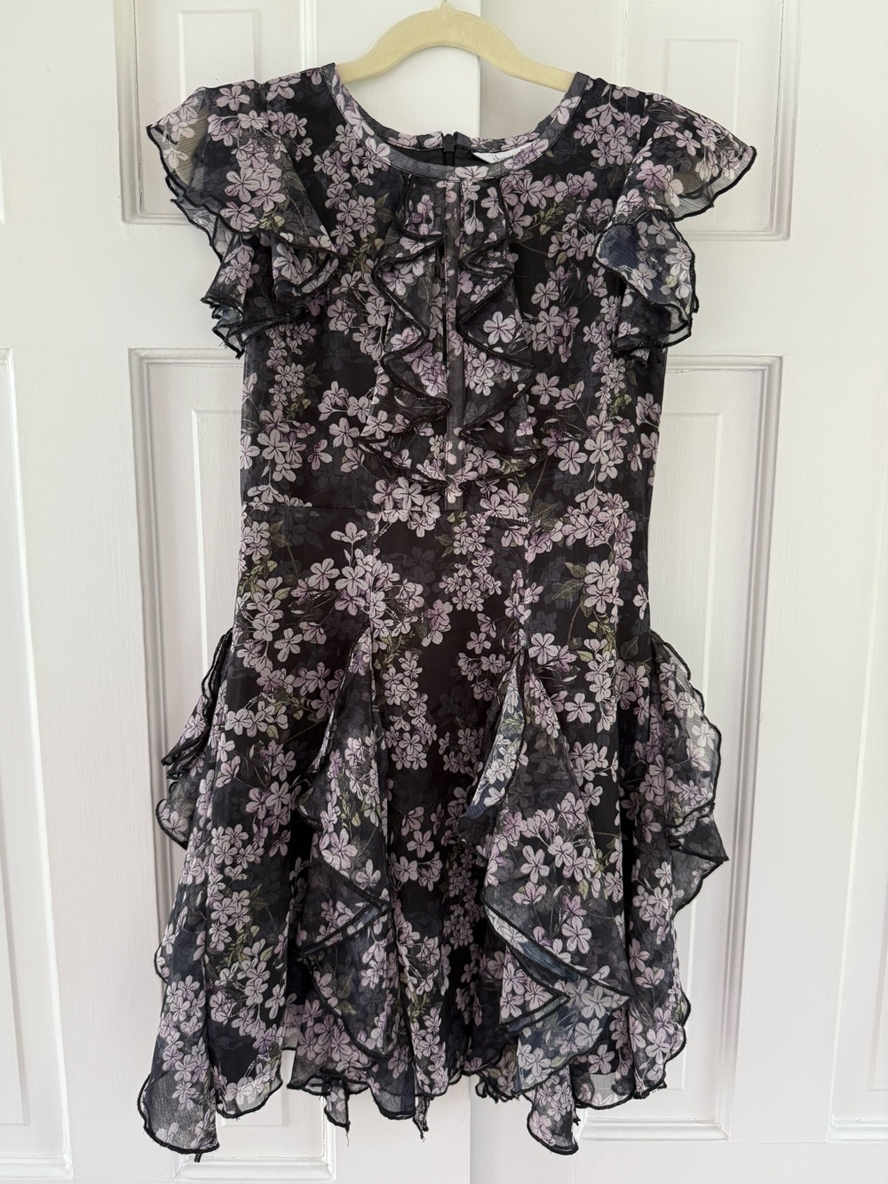 Chasing Fireflies Floral Ruffle Party Dress Size 7 | Black Chiffon